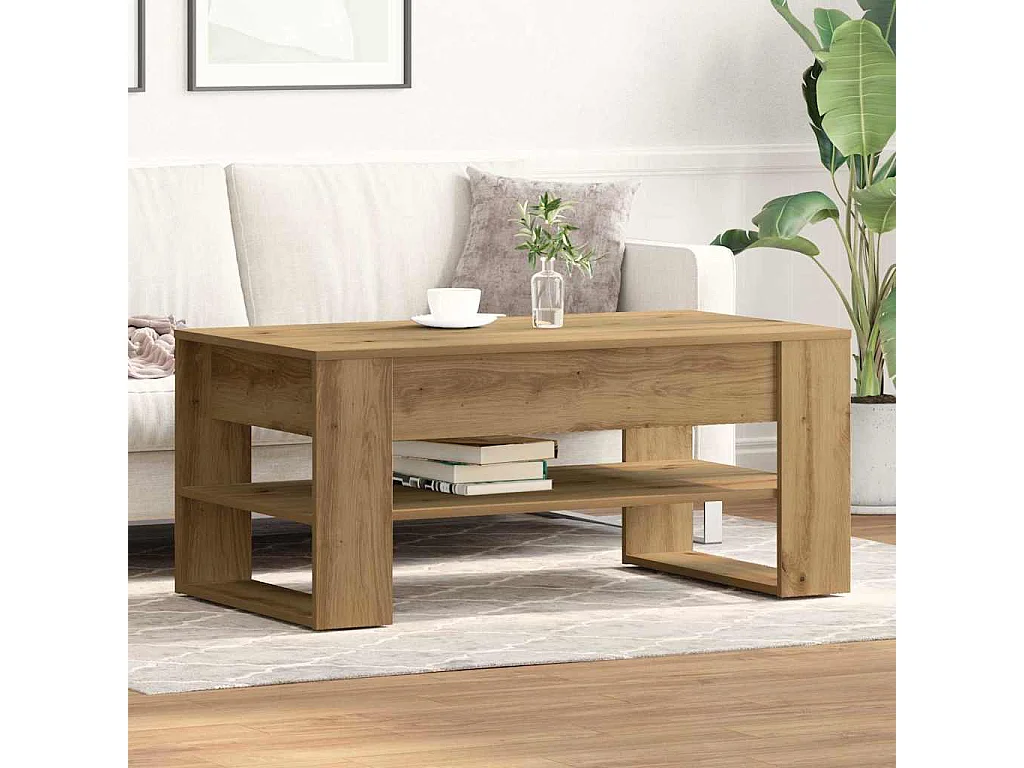 Couchtisch-Wohnzimmertisch-Beistelltische Artisan-Eiche 102x55x45 cm Holzwerkstoff SHL73551