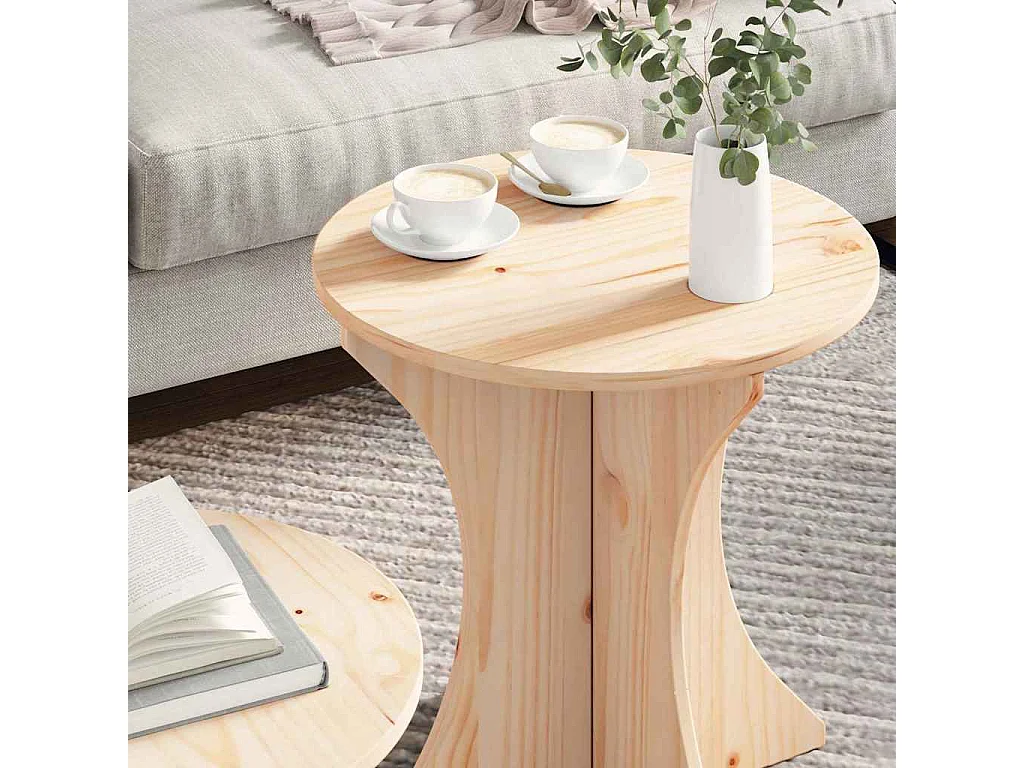 Tables basses salon-Tables d'appoint 2 pcs Naturel 46x46x47 cm Bois de pin massif SHL45883