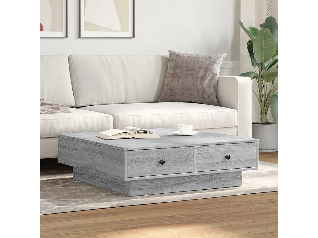 Couchtisch-Wohnzimmertisch-Beistelltische Grau Sonoma 90x90x28 cm Holzwerkstoff SHL26506