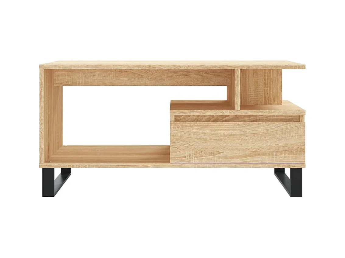 Mesa de centro | Mesa auxiliar y LED madera ingeniería gris hormigón 90x50x30cm SHL2843