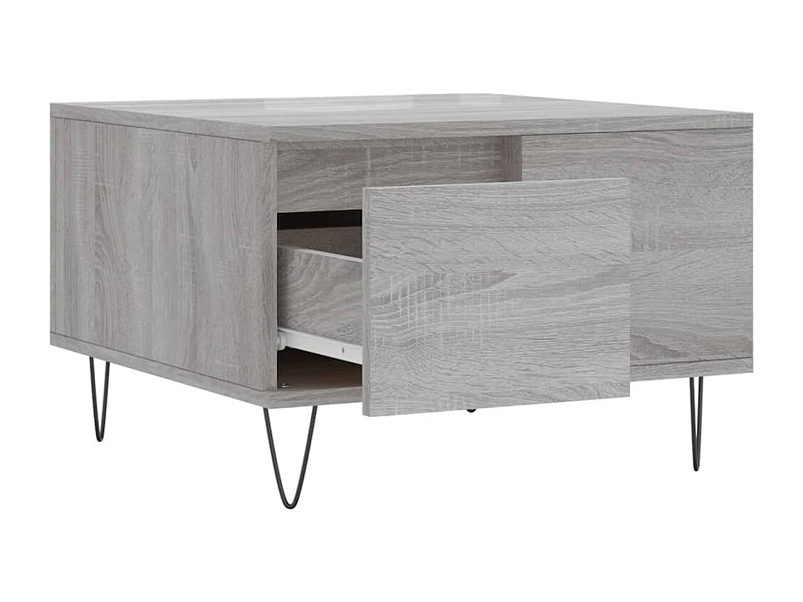 Mesa de centro | Mesa auxiliar madera ingeniería metal roble Sonoma 100x57x35cm SHL408714