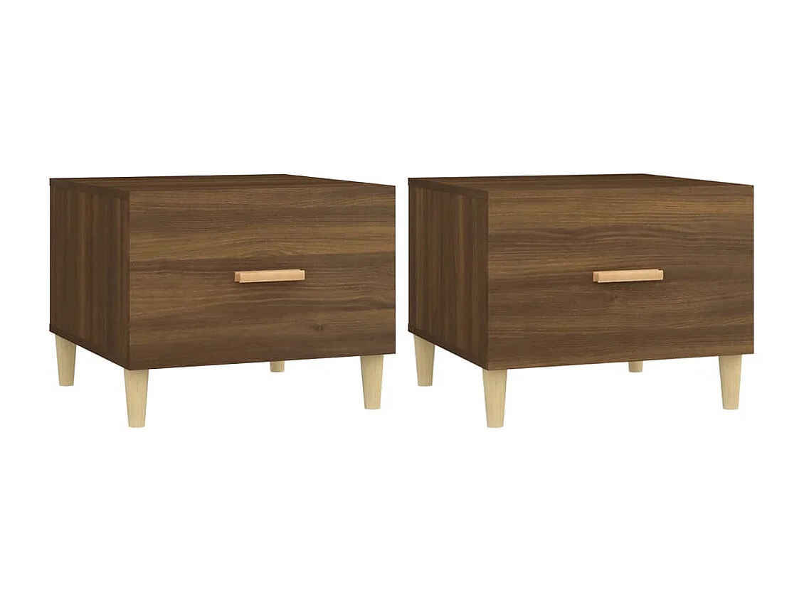 Couchtisch 2er Set-Sofatisch-Beistelltische Braun Eichen-Optik 50x50x40 cm Holzwerkstoff SHL10686