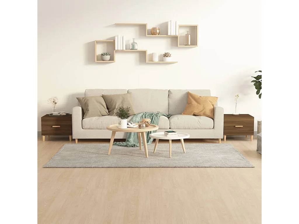 Couchtisch 2er Set-Sofatisch-Beistelltische Braun Eichen-Optik 50x50x40 cm Holzwerkstoff SHL10686