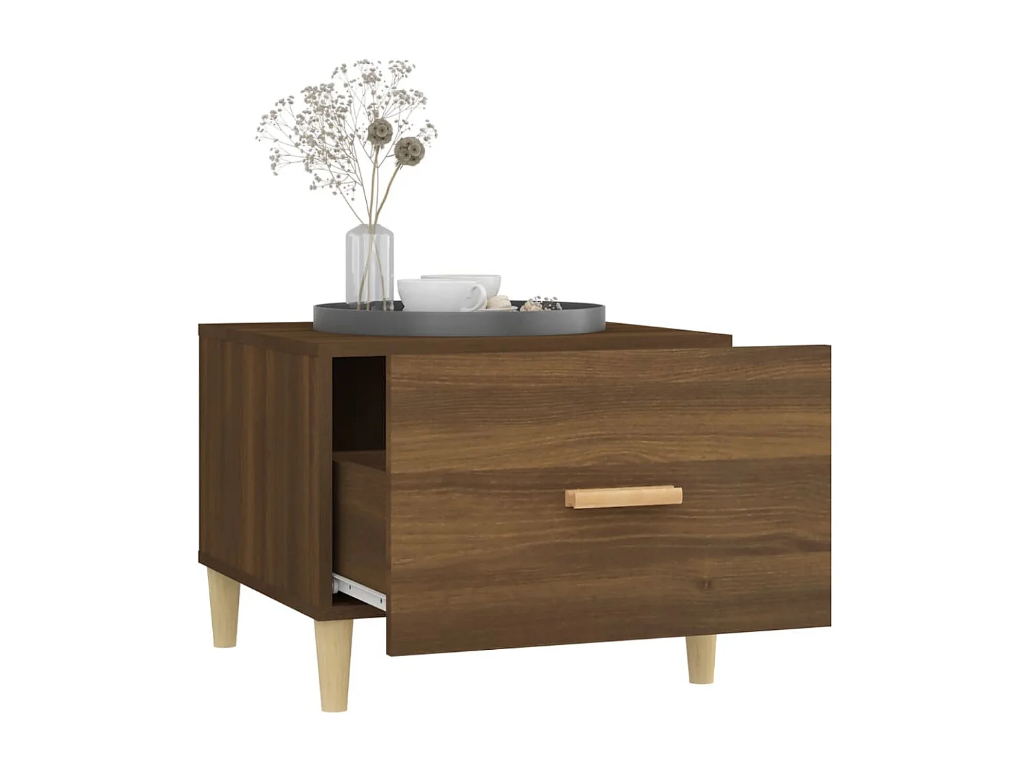 Couchtisch 2er Set-Sofatisch-Beistelltische Braun Eichen-Optik 50x50x40 cm Holzwerkstoff SHL10686