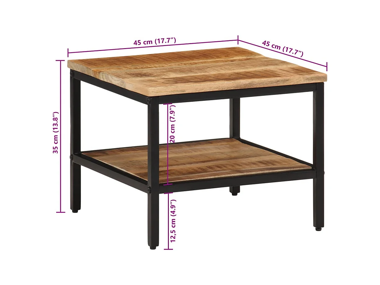 Table basse salon-Table d'appoint 45x45x35 cm bois de manguier massif brut SHL45689