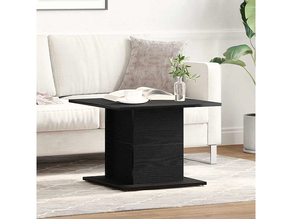 Couchtisch-Wohnzimmertisch-Beistelltische Schwarz Eichen-Optik 55,5x55,5x40 cm SHL87216