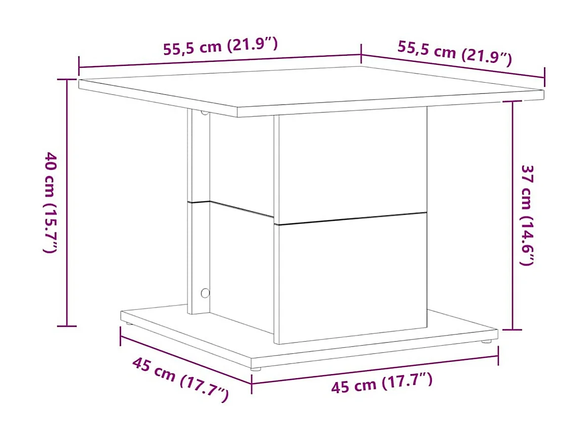 Couchtisch-Wohnzimmertisch-Beistelltische Schwarz Eichen-Optik 55,5x55,5x40 cm SHL87216