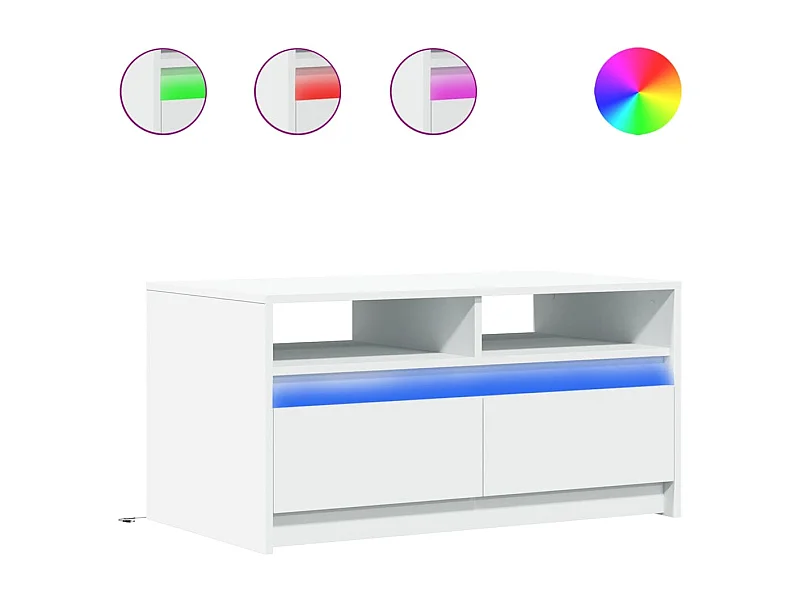 Table basse salon-Table d'appoint avec lumières LED blanc bois d'ingénierie SHL82748