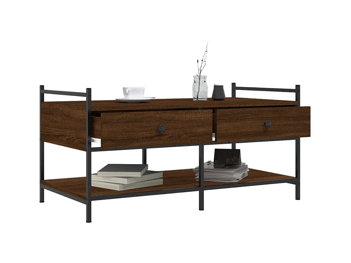 Mesa de centro | Mesa de apoio 99x50x50 cm derivados de madeira carvalho castanho