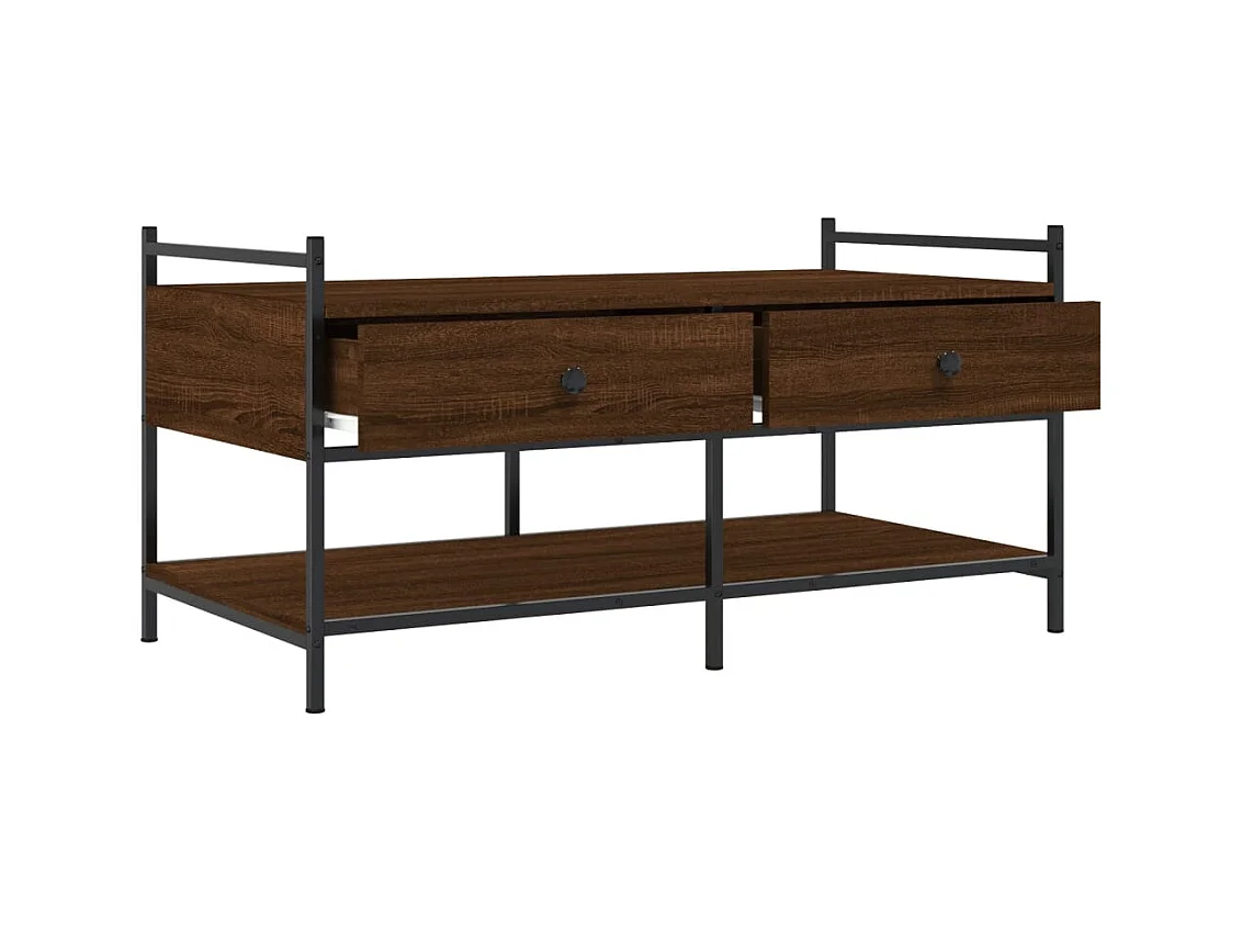 Mesa de centro | Mesa de apoio 99x50x50 cm derivados de madeira carvalho castanho