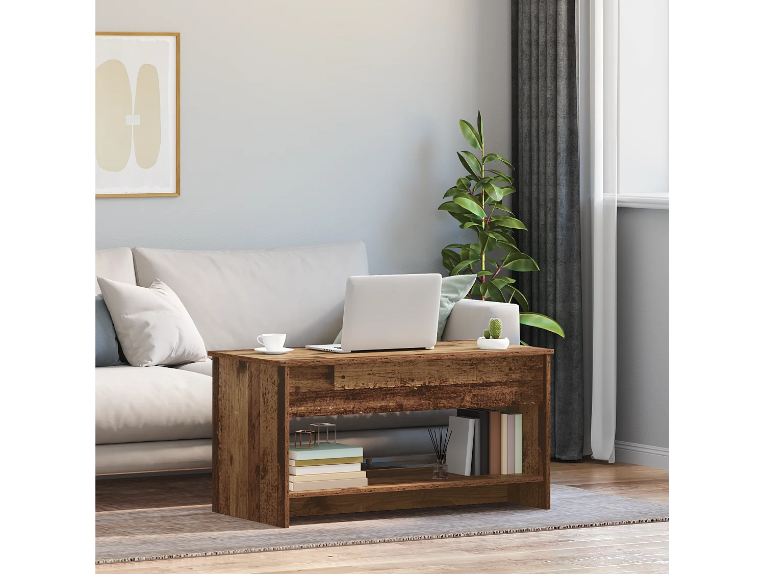 Salontafel | Bijzettafel Oud Hout 80x50.5x41.5cm Bewerkt hout SHL1231