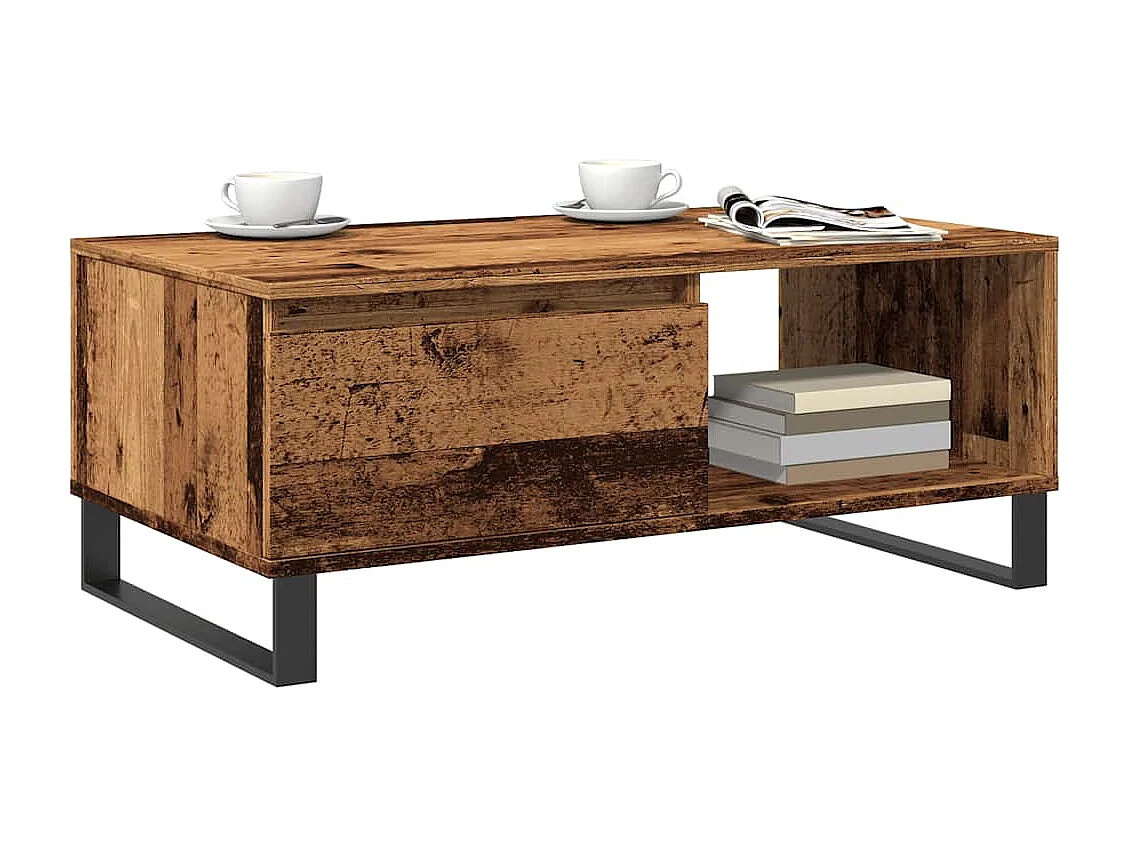 Mesa de centro | Mesa de apoio 90x50x36.5 cm derivados de madeira madeira velha