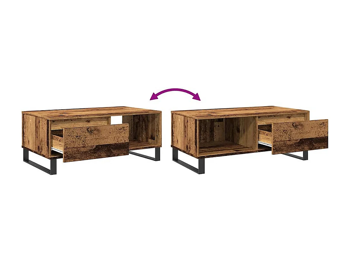 Mesa de centro | Mesa de apoio 90x50x36.5 cm derivados de madeira madeira velha