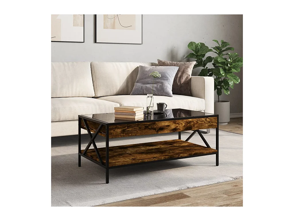 Mesa de centro-Mesa auxiliar madera de ingeniería roble marrón 102x50x36 cm SHL411948