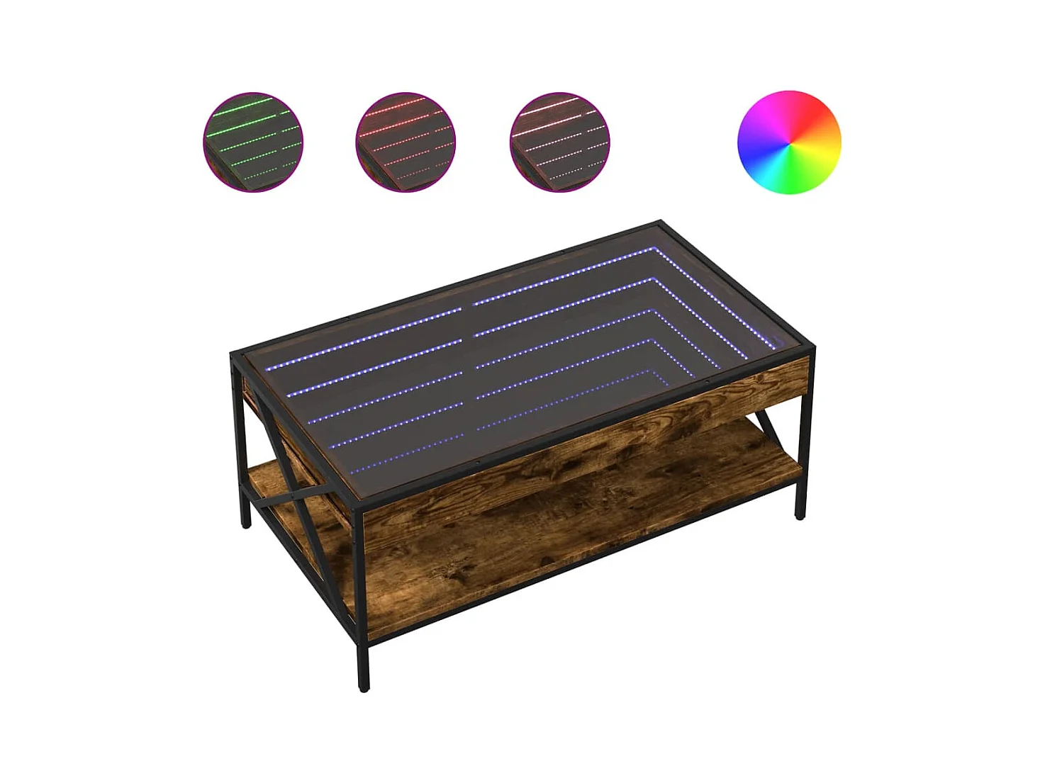 Table basse salon-Table d'appoint avec LED Infinity chêne fumé 90x50x38 cm SHL5751