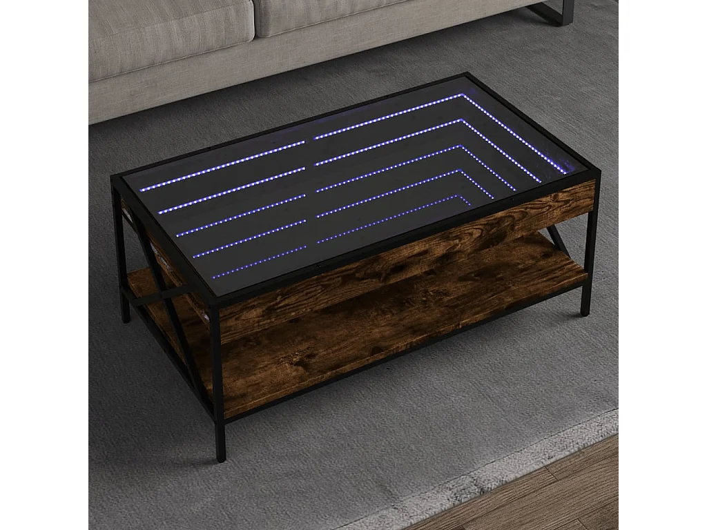 Table basse salon-Table d'appoint avec LED Infinity chêne fumé 90x50x38 cm SHL5751
