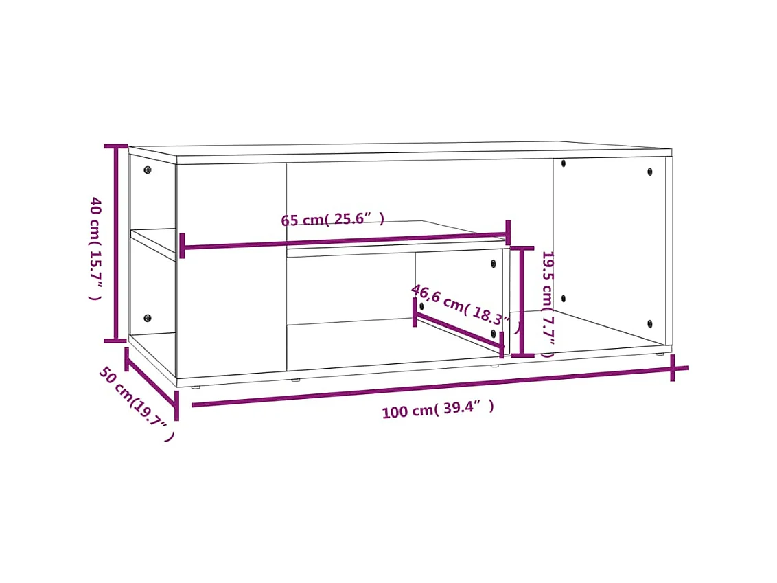 Mesa de centro | Mesa auxiliar madera contrachapada gris Sonoma 90x50x36,5 cm SHL4991
