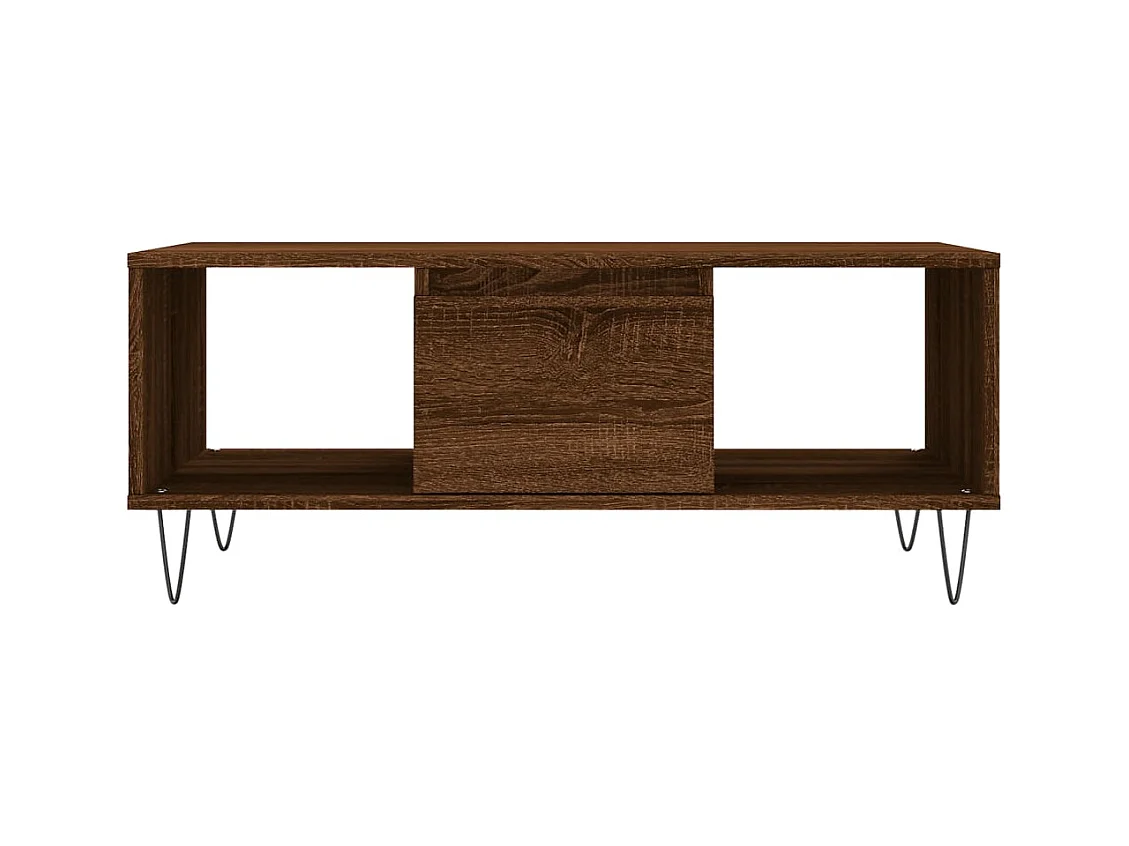 Mesa de centro | Mesa auxiliar madera ingeniería metal roble humo 100x50x35 cm SHL4789