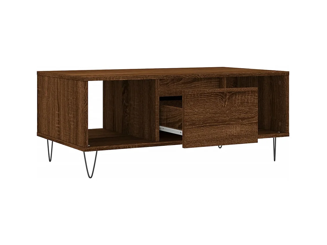 Mesa de centro | Mesa auxiliar madera ingeniería metal roble humo 100x50x35 cm SHL4789