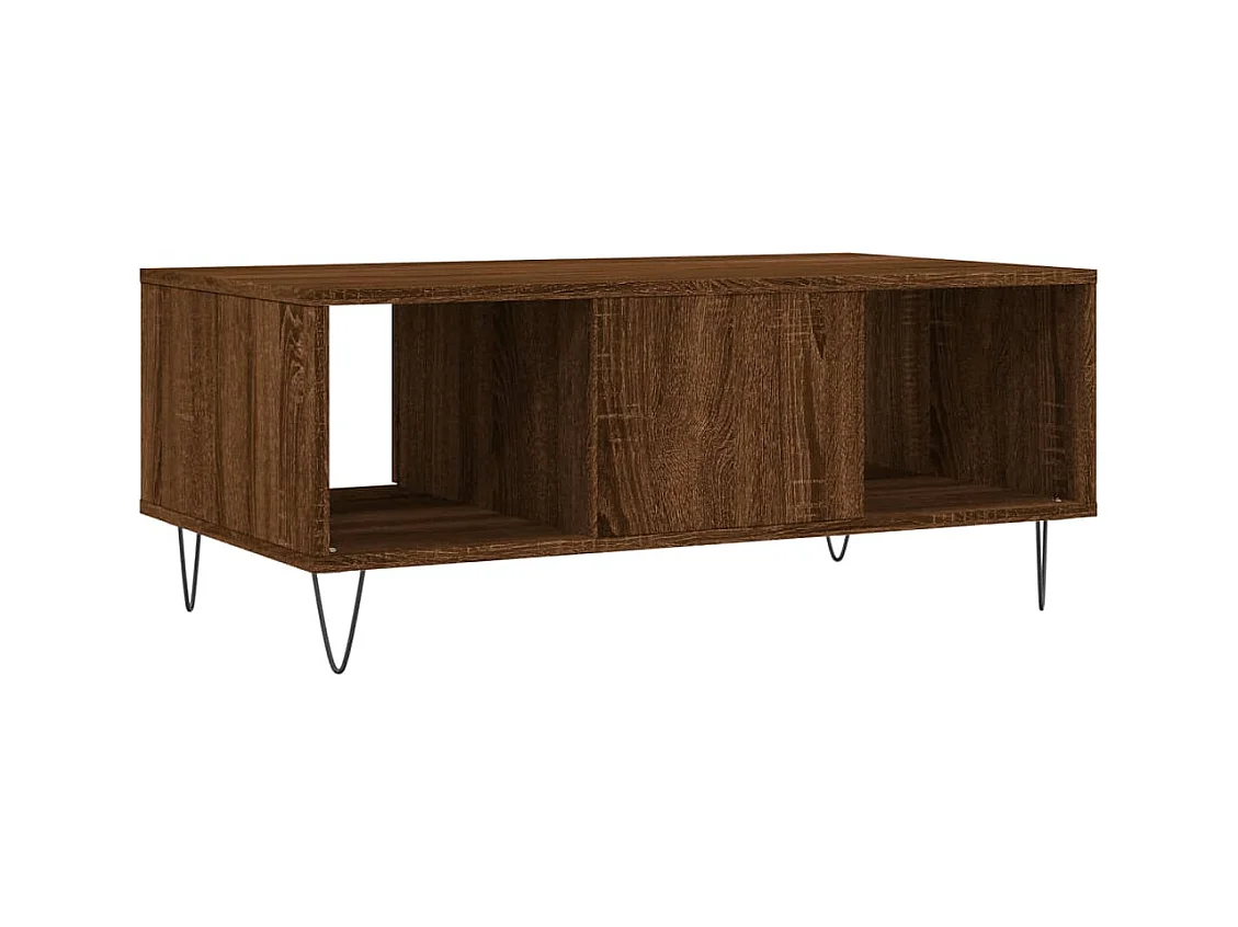 Mesa de centro | Mesa auxiliar madera ingeniería metal roble humo 100x50x35 cm SHL4789
