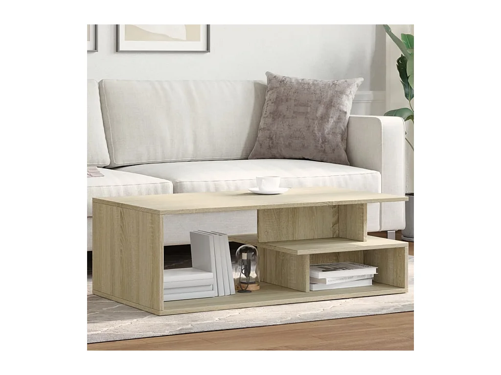 Mesa de centro-Mesa auxiliar madera de ingeniería roble Sonoma 102x55x43 cm SHL2945