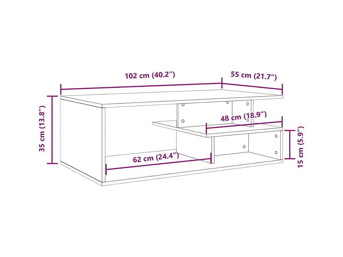 Mesa de centro-Mesa auxiliar madera de ingeniería roble Sonoma 102x55x43 cm SHL2945