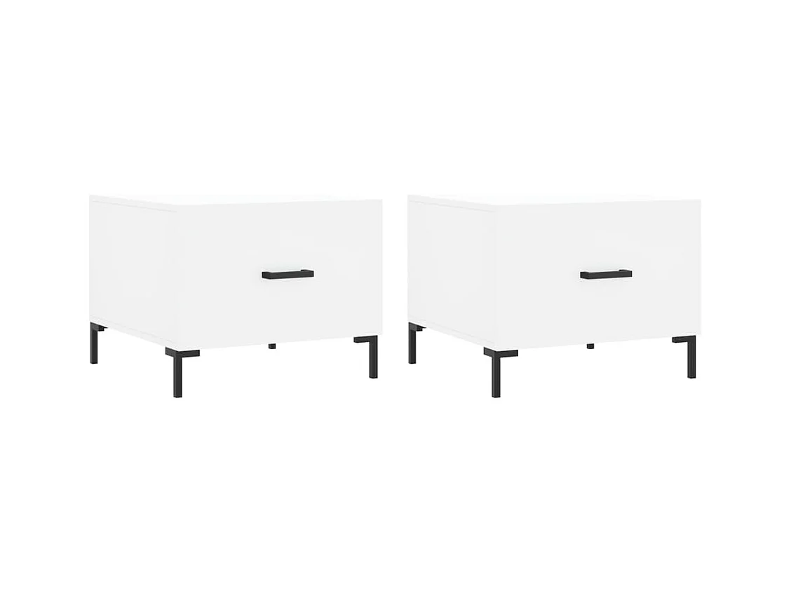 Conjunto de 2 Mesas de Centro | Mesa de apoio | Mesa de café 50x50x40 cm madeira processada branco