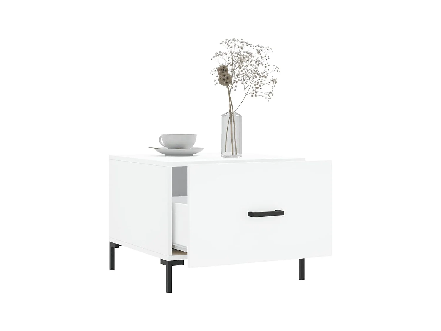 Conjunto de 2 Mesas de Centro | Mesa de apoio | Mesa de café 50x50x40 cm madeira processada branco