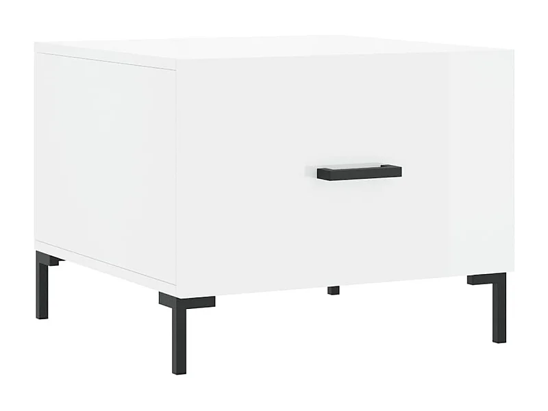 Mesa de centro | Mesa de apoio 50x50x40 cm madeira processada branco brilhante