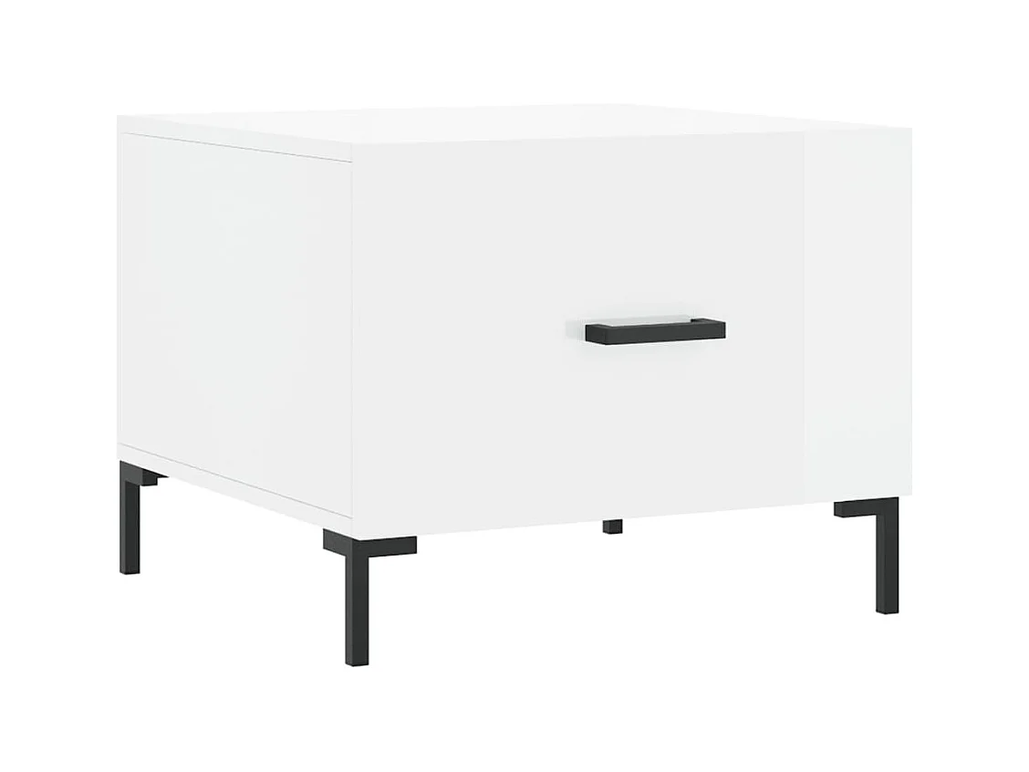 Mesa de centro | Mesa de apoio 50x50x40 cm madeira processada branco brilhante