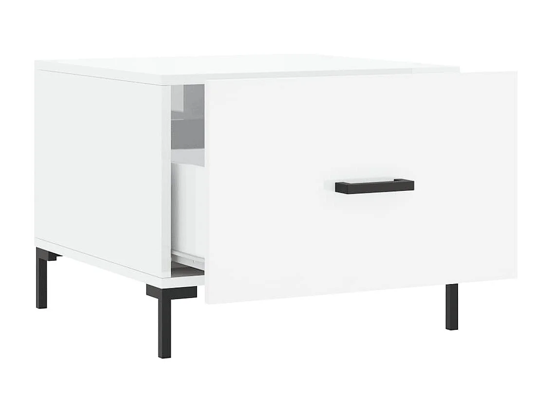 Salontafel | Woonkamertafel | Bijzettafel 50x50x40 cm bewerkt hout hoogglans wit