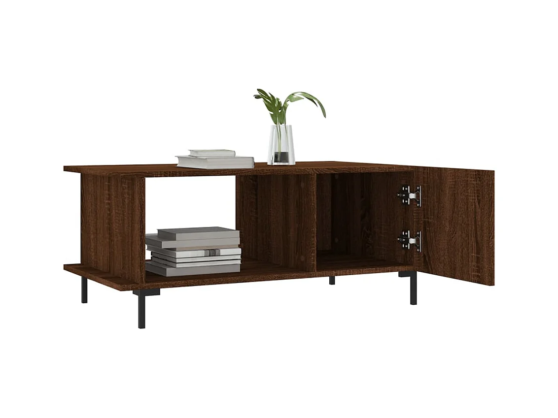 Mesa de centro | Mesa auxiliar madera de ingeniería y metal negro 100x100x30 cm SHL1952