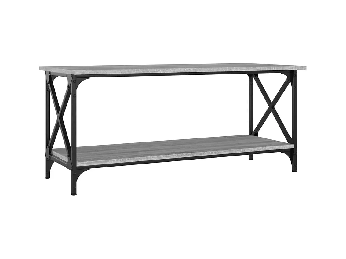 Table basse salon-Table d'appoint Sonoma gris 100x45x45 cm Bois d'ingénierie et fer SHL63368