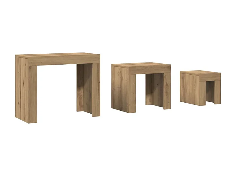 Couchtisch 3er Set-Satztische-Sofatisch Artisan-Eiche Holzwerkstoff SHL55151