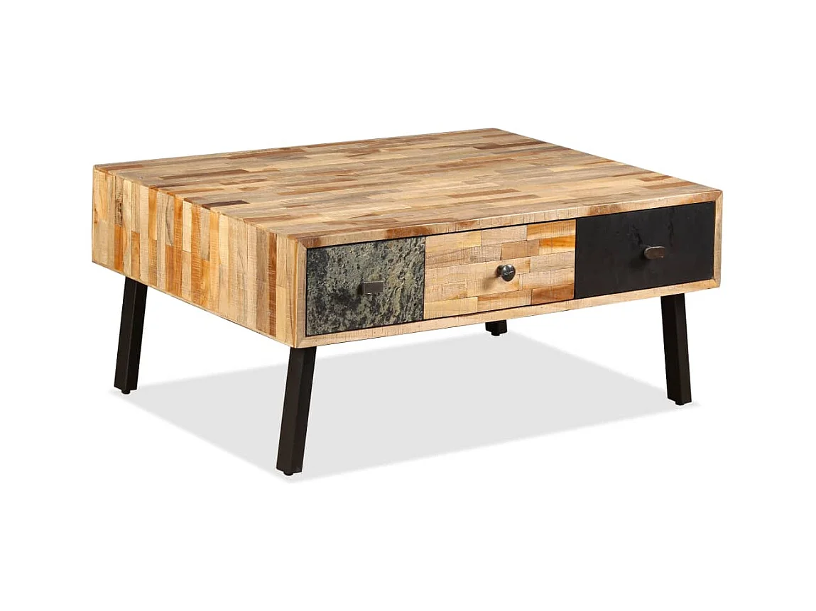 Table basse salon-Table d'appoint Teck de récupération massif 90x65x40 cm SHL16192