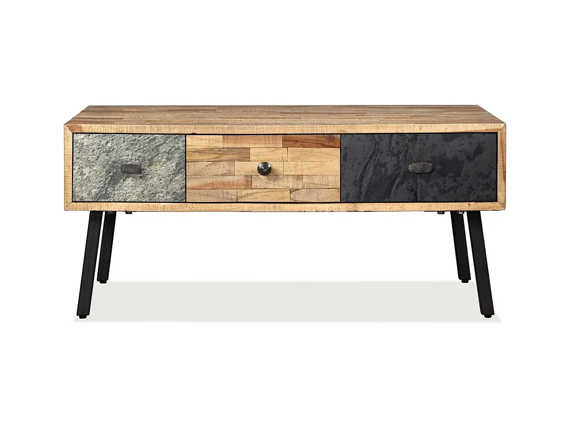 Table basse salon-Table d'appoint Teck de récupération massif 90x65x40 cm SHL16192