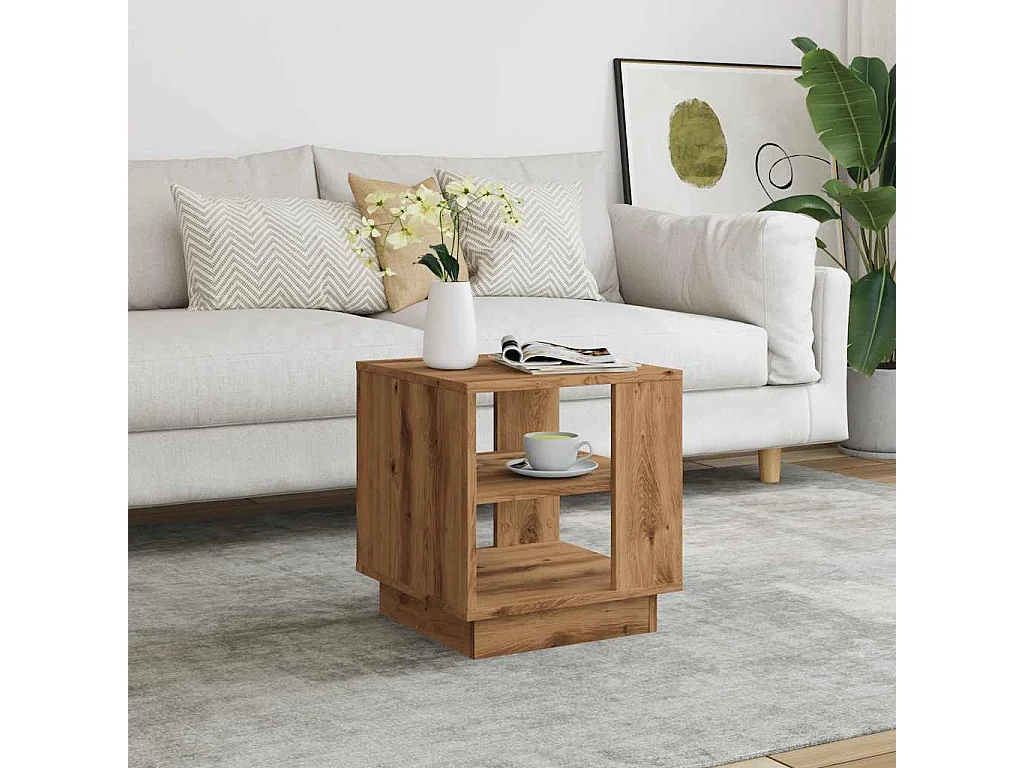 Couchtisch-Wohnzimmertisch-Beistelltische Artisan-Eiche 40x40x43 cm Holzwerkstoff SHL68766