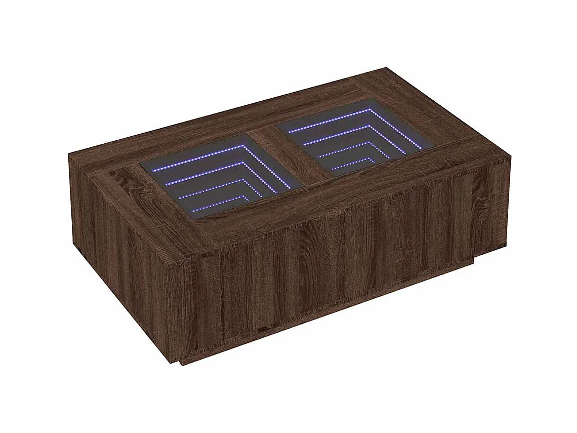 Table basse salon-Table d'appoint avec LED infini chêne marron 116x69x40 cm SHL94002