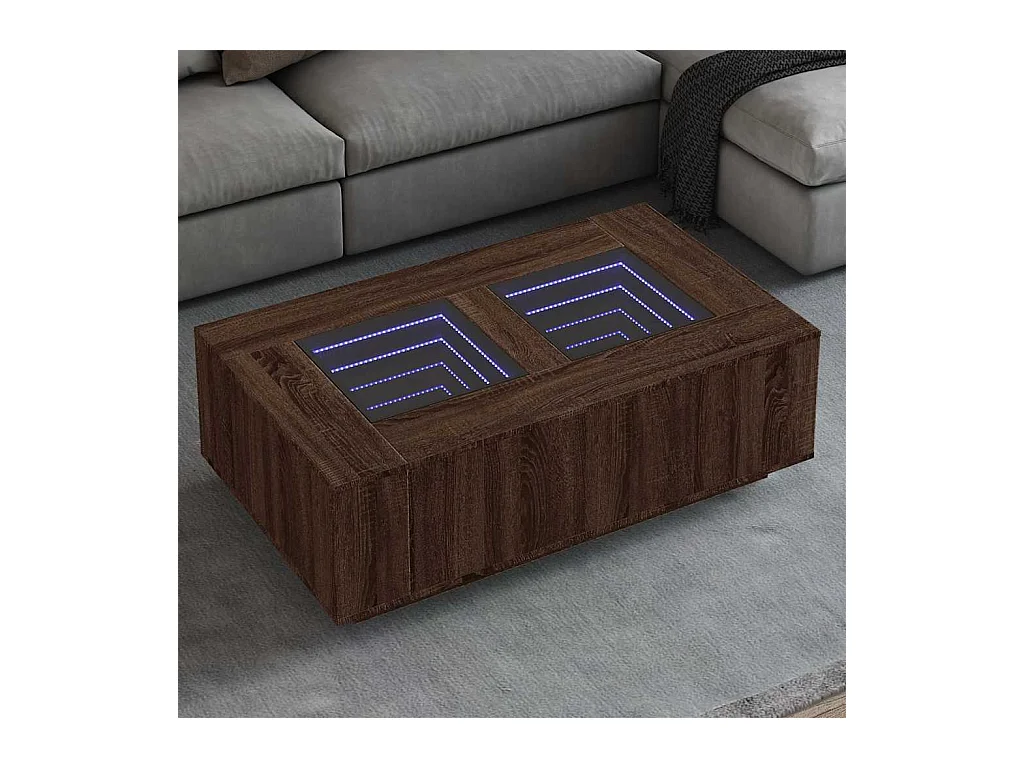 Table basse salon-Table d'appoint avec LED infini chêne marron 116x69x40 cm SHL94002