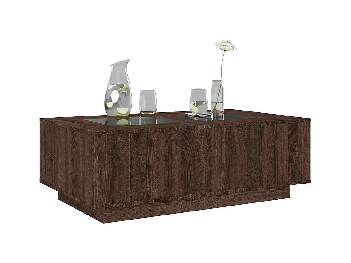 Table basse salon-Table d'appoint avec LED infini chêne marron 116x69x40 cm SHL94002