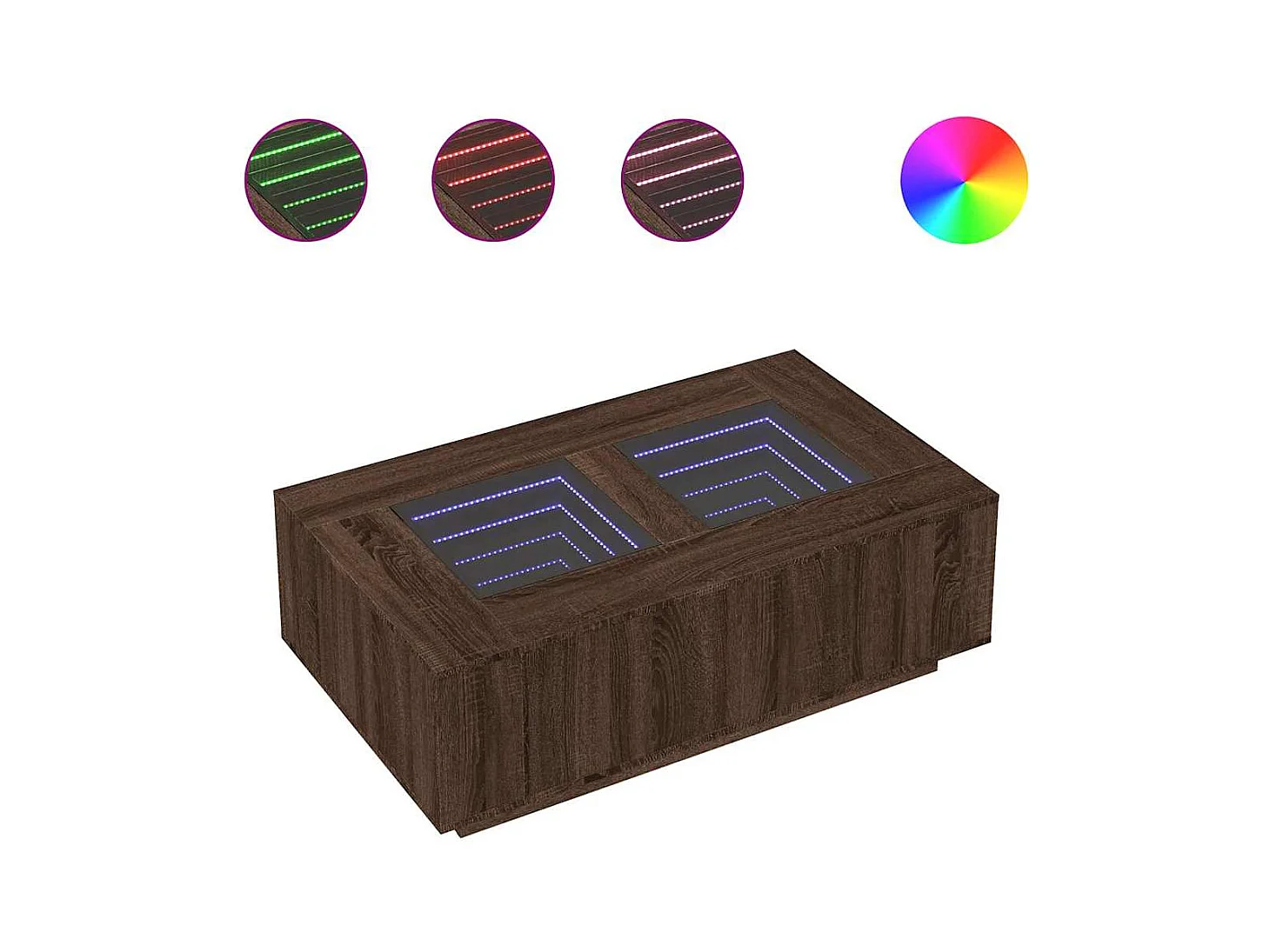 Table basse salon-Table d'appoint avec LED infini chêne marron 116x69x40 cm SHL94002