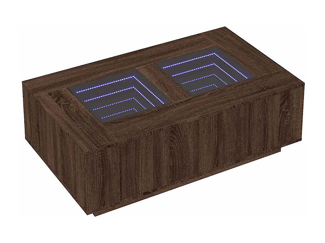 Table basse salon-Table d'appoint avec LED infini chêne marron 116x69x40 cm SHL94002