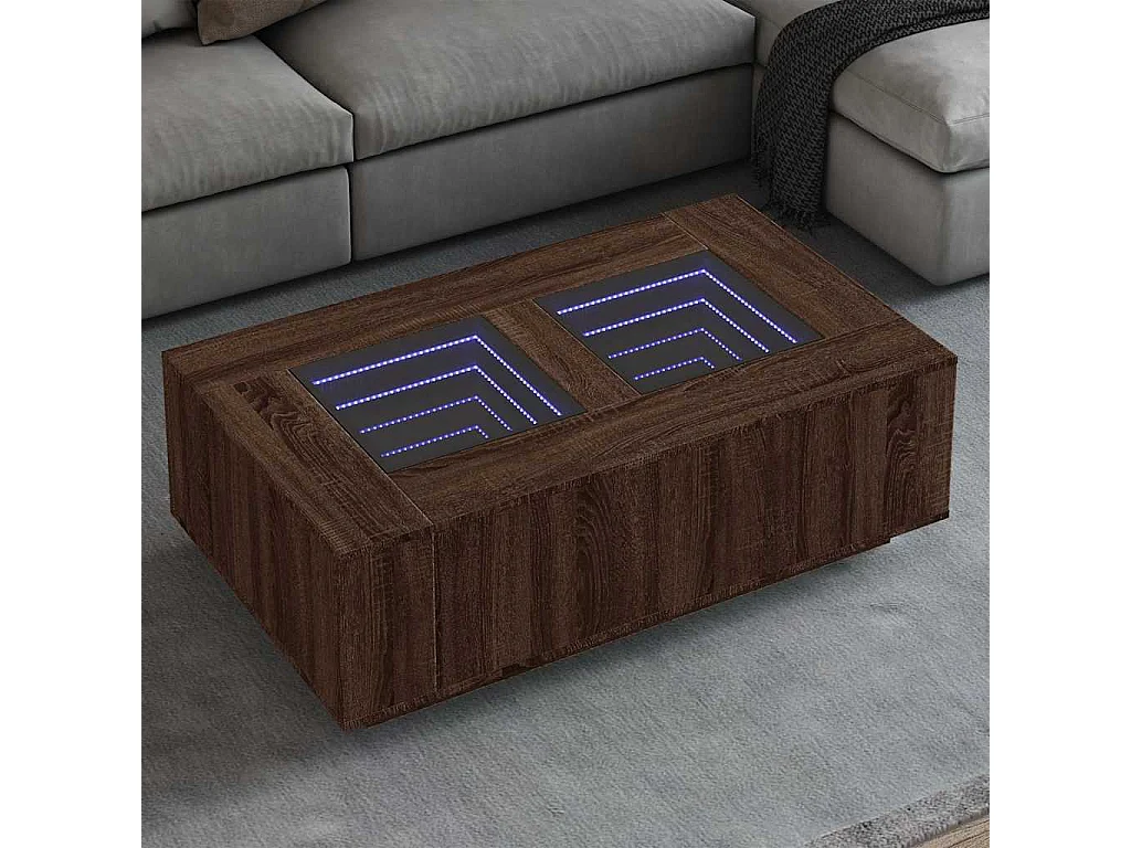 Table basse salon-Table d'appoint avec LED infini chêne marron 116x69x40 cm SHL94002