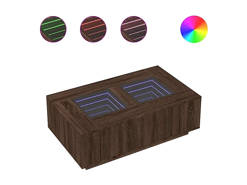 Table basse salon-Table d'appoint avec LED infini chêne marron 116x69x40 cm SHL94002