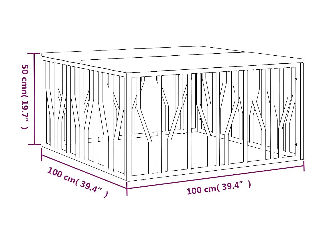 Table basse salon-Table d'appoint argenté acier inoxydable et bois massif d'acacia SHL84257