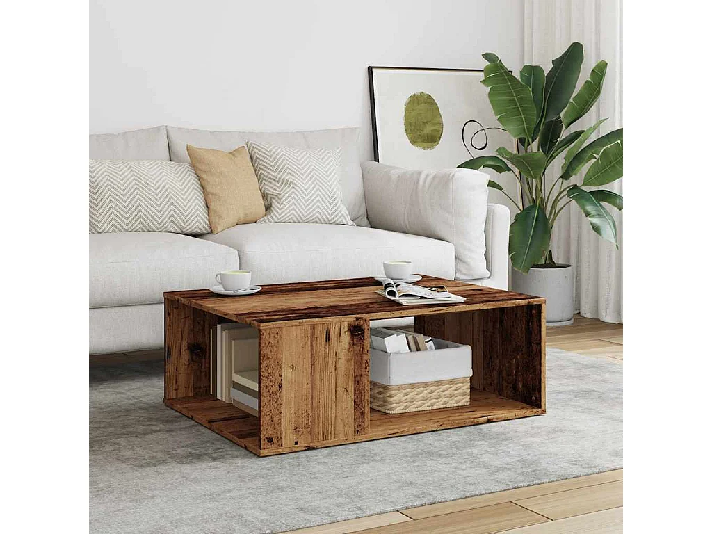 Table basse salon-Table d'appoint vieux bois 90x67x33 cm bois d'ingénierie SHL58384