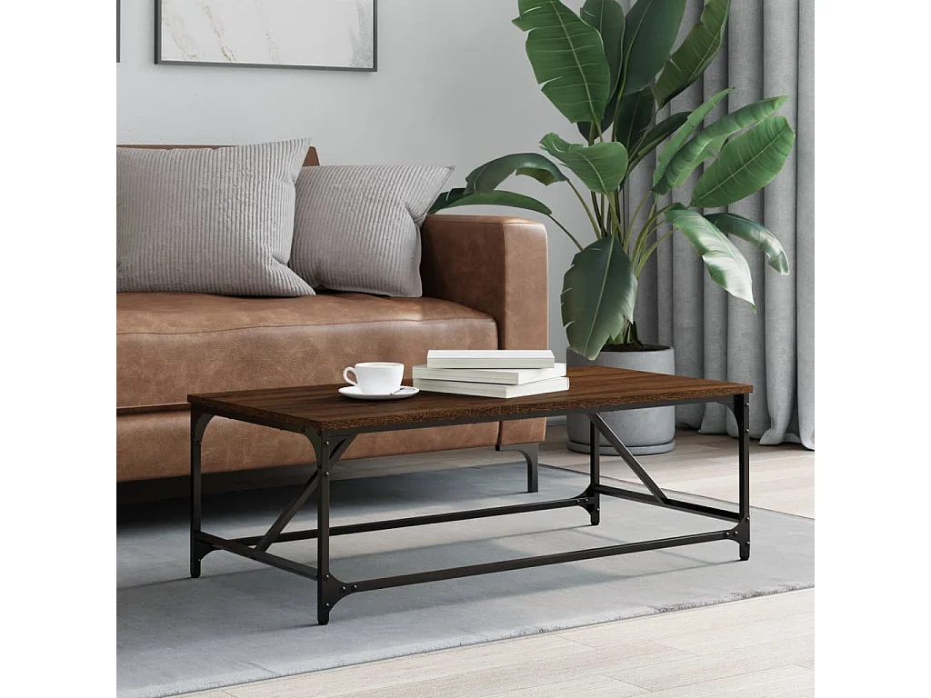 Mesa de centro-Mesa auxiliar con 2 cajones madera maciza mango 100x60x40 cm SHL3705