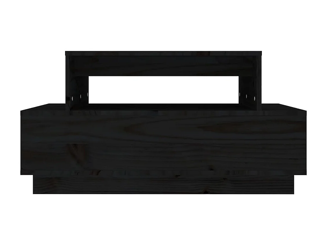 Couchtisch-Sofatisch-Beistelltische Schwarz 80x55x40,5 cm Massivholz Kiefer SHL66001