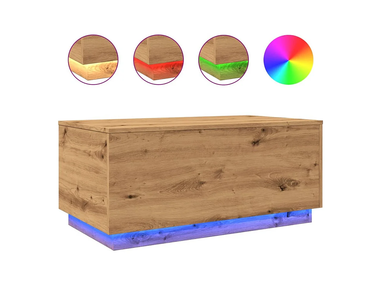 Table basse salon-Table d'appoint avec lumières LED-chêne artisanal 90x50x40 cm SHL49058