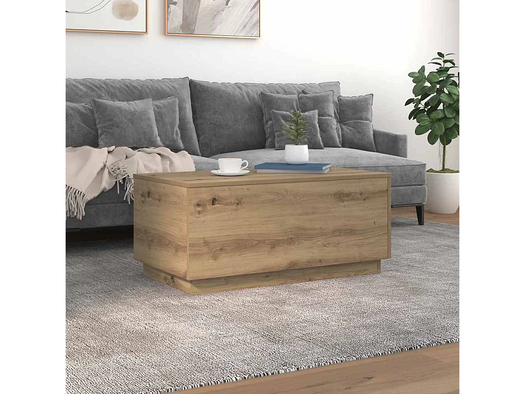 Table basse salon-Table d'appoint avec lumières LED-chêne artisanal 90x50x40 cm SHL49058